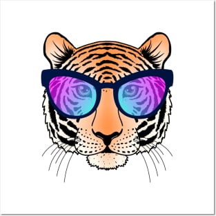 Tiger with sunglasses Posters and Art